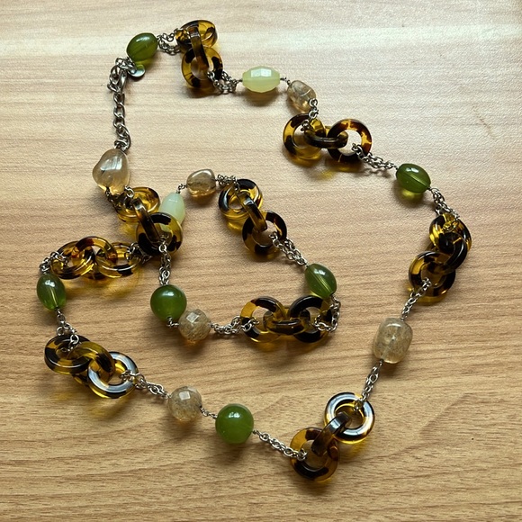 Talbots Tortoiseshell & Beaded Chain Necklace - Long - Picture 2 of 10